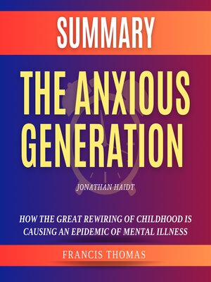 cover image of Summary of the Anxious Generation by Jonathan Haidt